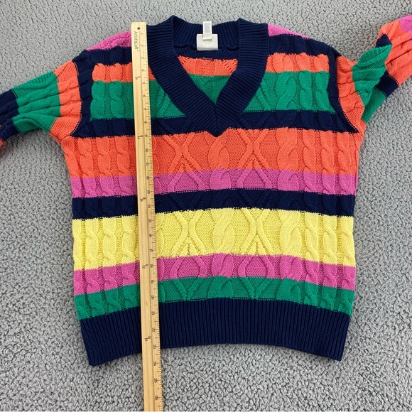 St John's Bay Rainbow Stripe Cable Knit V-Neck Sweater  |  Size:  L - Picture 8 of 13